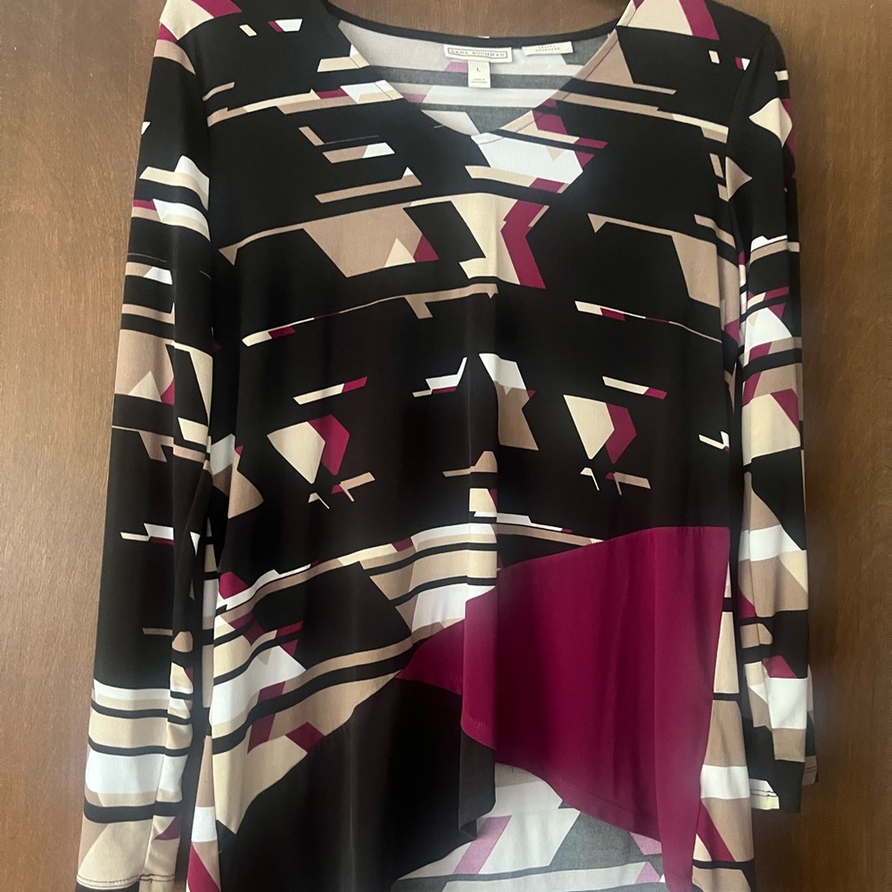 Dana Buchman Black and White Graphic 3/4 Sleeve Blouse